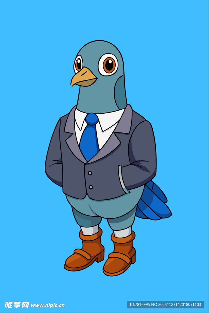 穿西装的卡通鸽子形象