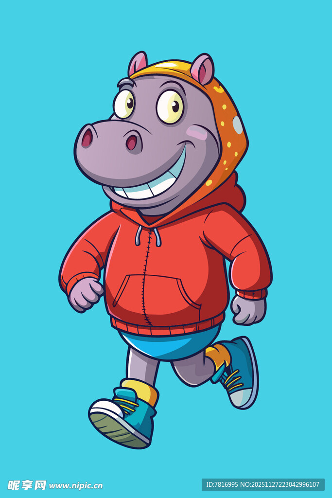 奔跑的河马卡通形象