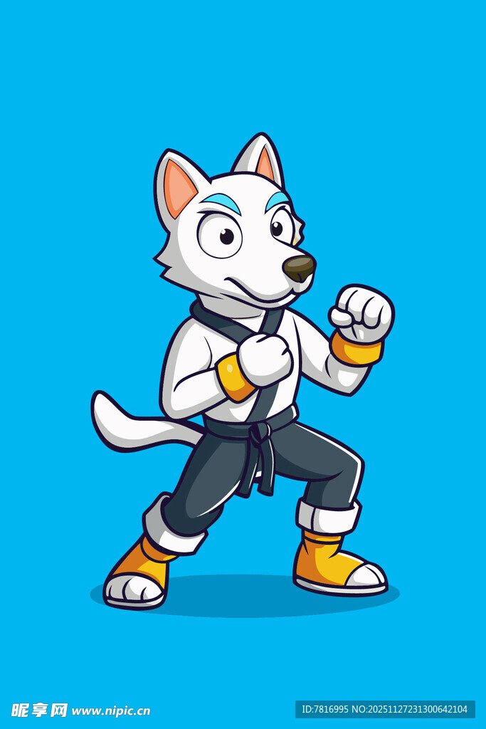 功夫小狗手握甜甜圈