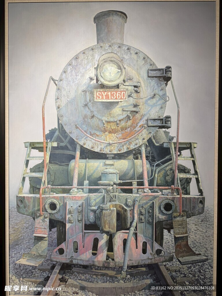 复古蒸汽火车头特写