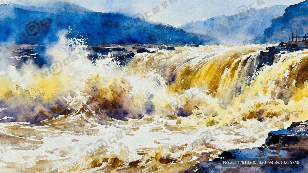 奔腾的黄河渡口 波涛汹涌