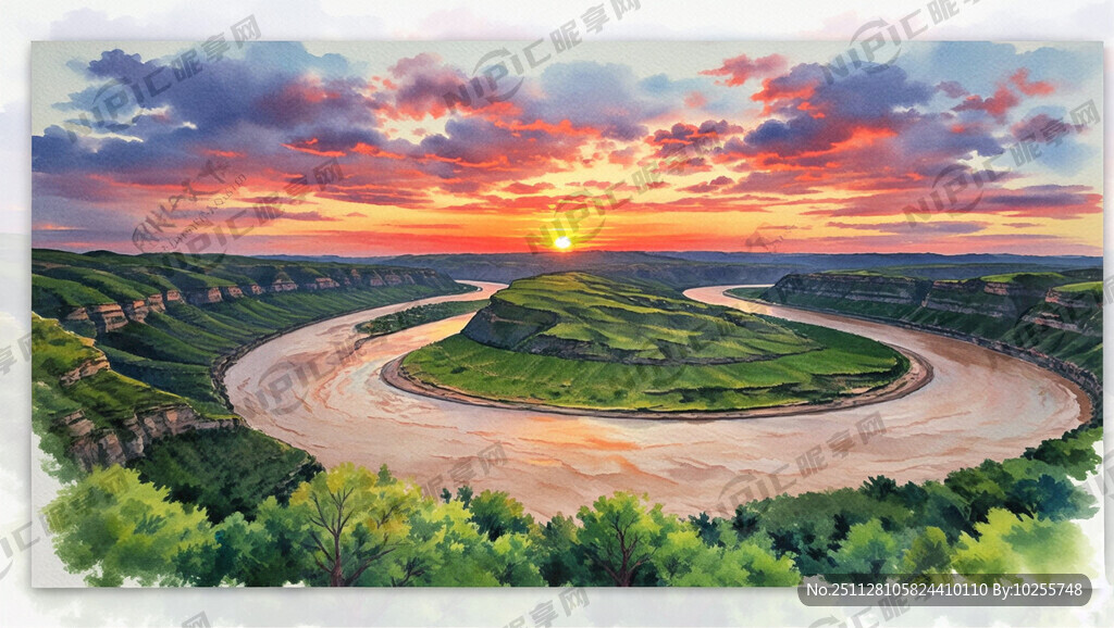 蜿蜒曲折的黄河 沿着天际