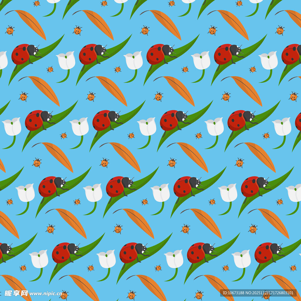 瓢虫花朵胡萝卜图案背景