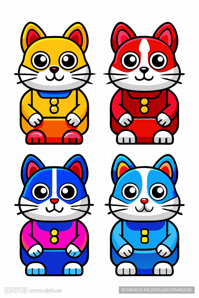 多彩卡通猫咪形象展示
