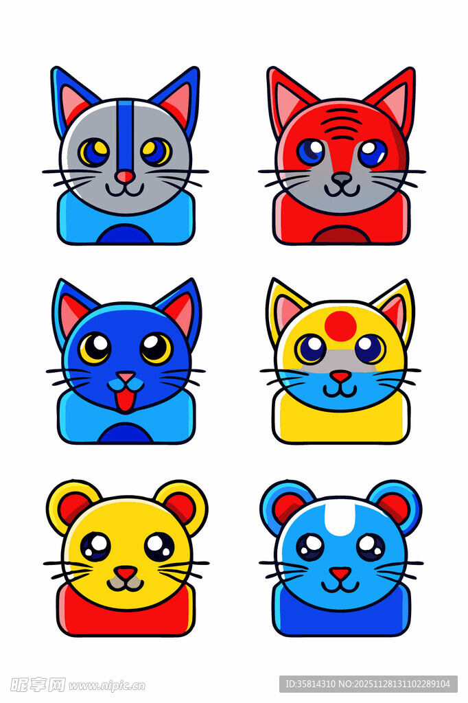 多彩卡通猫鼠头像集合