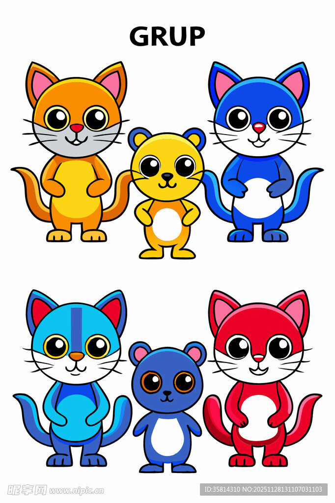 可爱卡通猫咪组合
