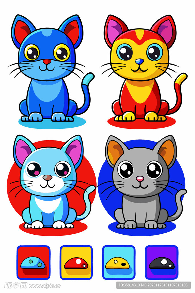 可爱多彩猫咪图案集合