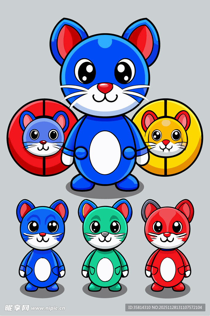 可爱多彩卡通鼠形象集合