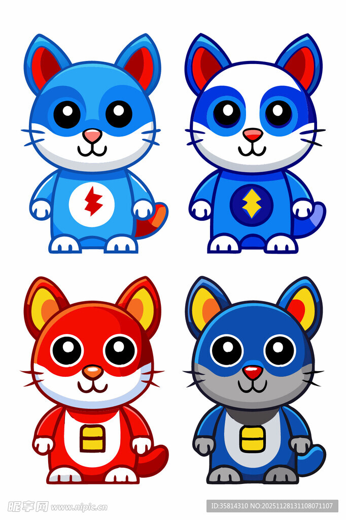 可爱卡通小猫角色集合