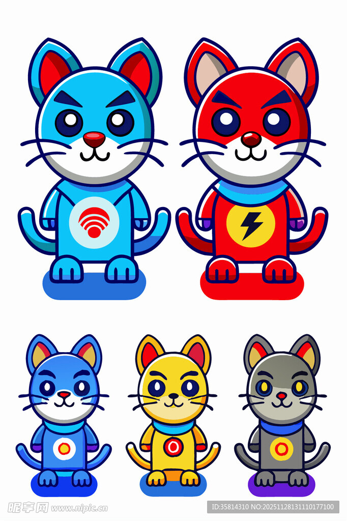 多彩卡通猫形象集合