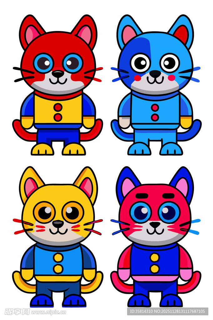 可爱多彩猫咪卡通形象