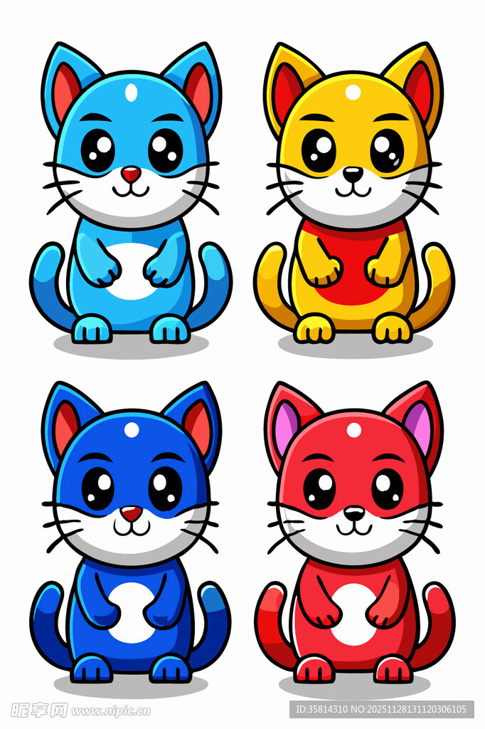 可爱多彩猫咪卡通形象