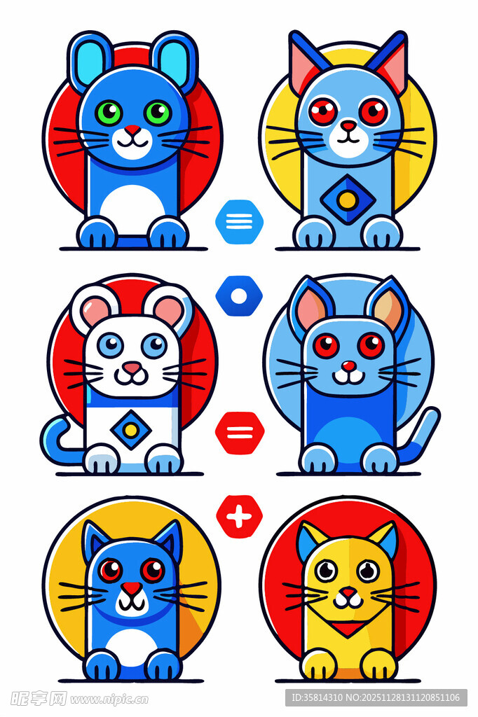 可爱多彩卡通猫咪图案集