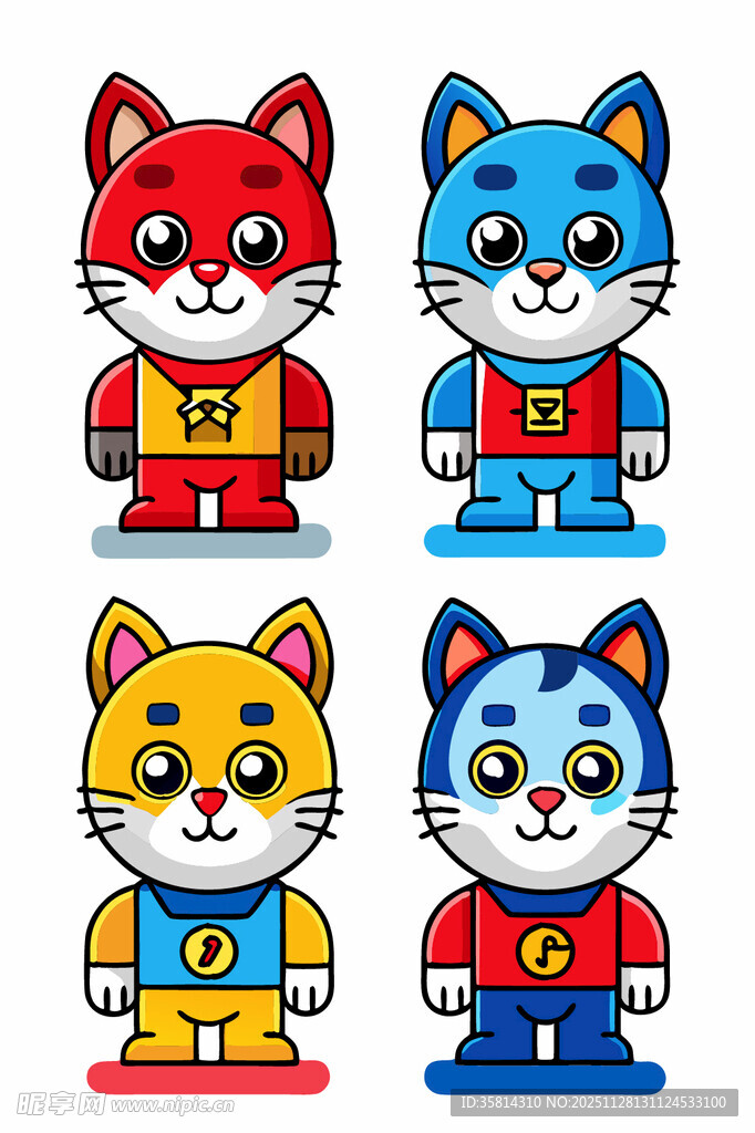 多彩卡通猫咪形象集合