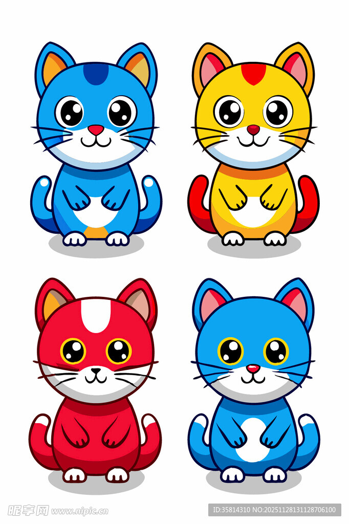 可爱多彩猫咪卡通形象