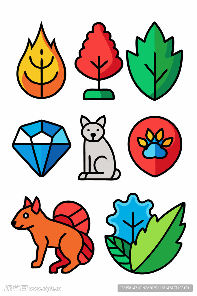 多彩自然元素图标集