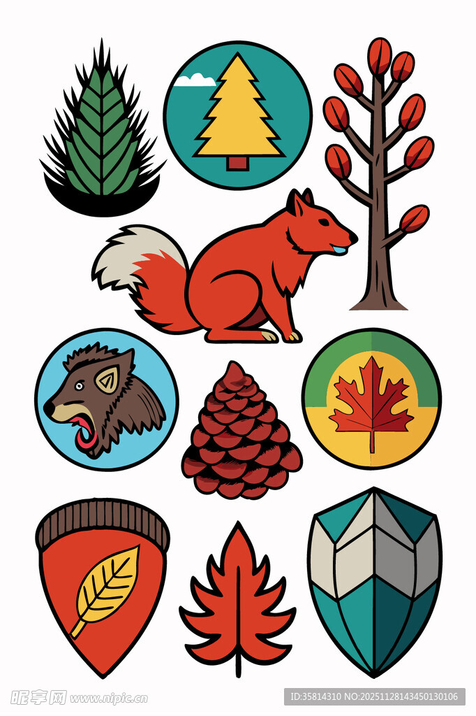 森林元素图标集