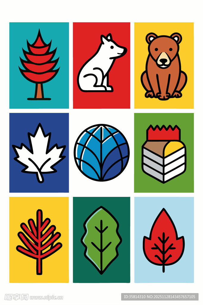 多彩自然元素图标集