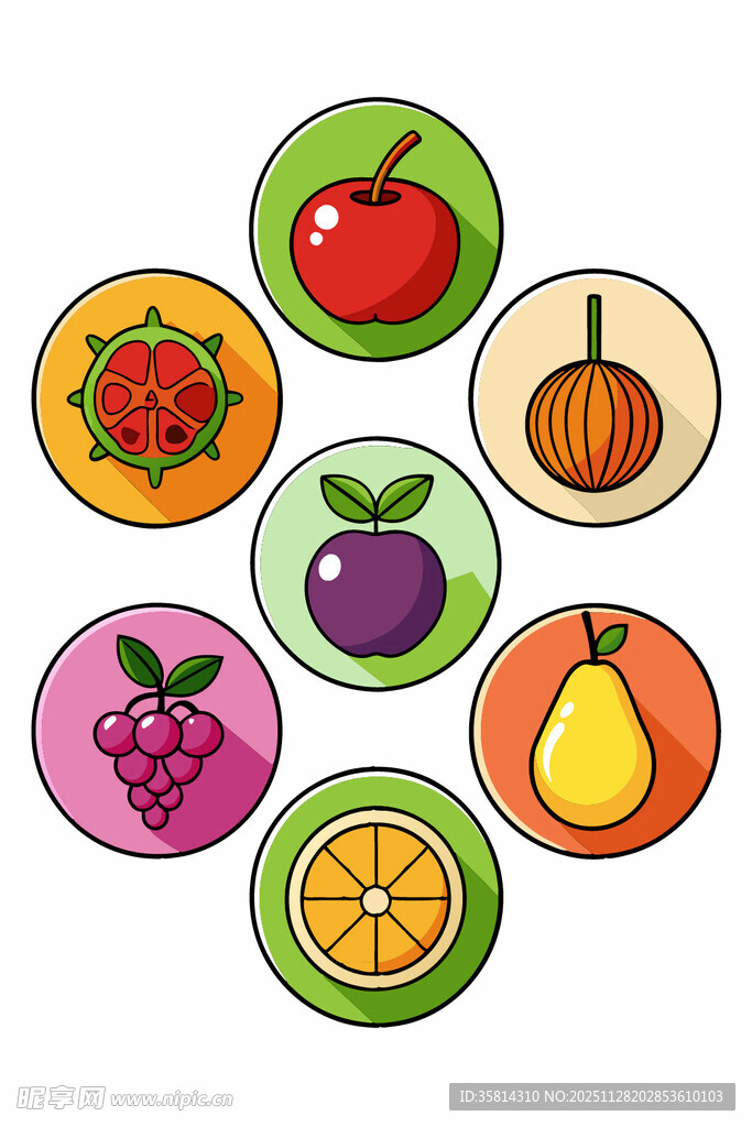 多彩水果图标集合