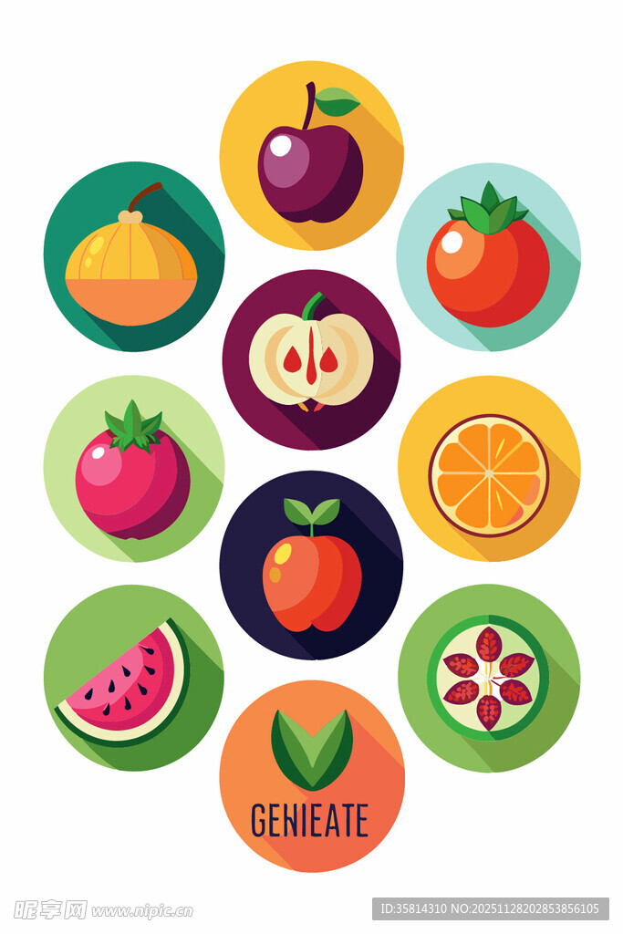 多彩水果图标集合