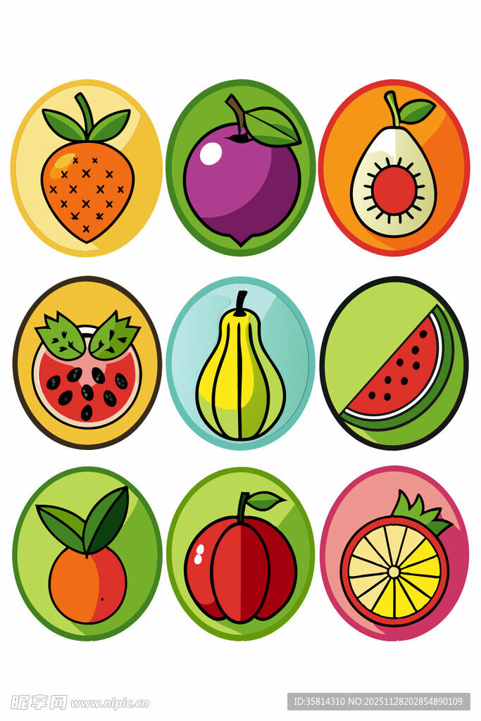 多彩水果图标集合