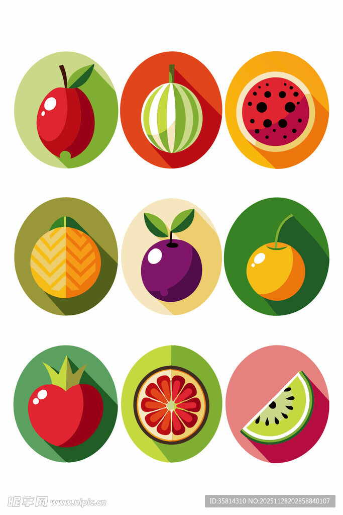 多彩水果图标集合