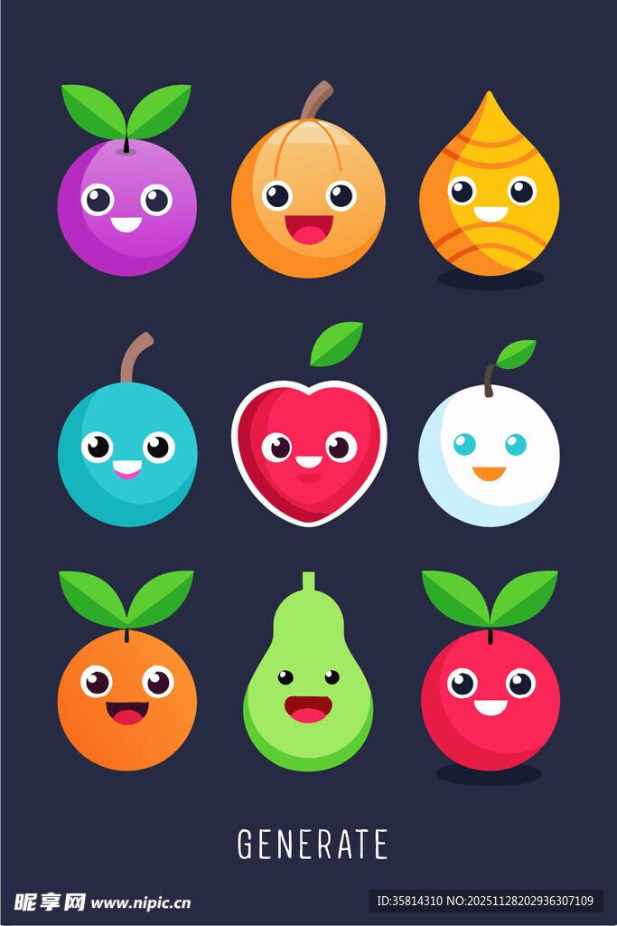 可爱水果表情插画集合
