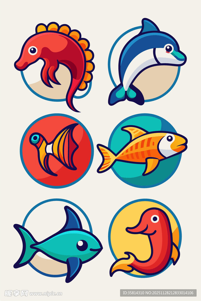 可爱海洋生物图标集