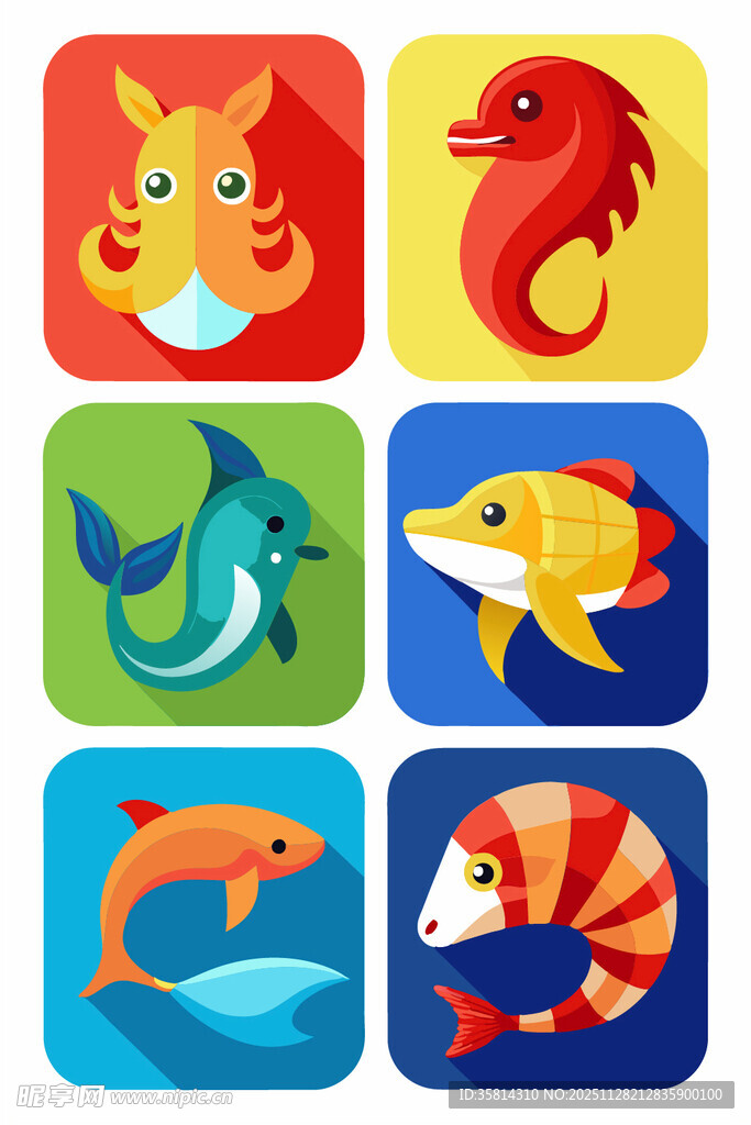 海洋动物图标集合