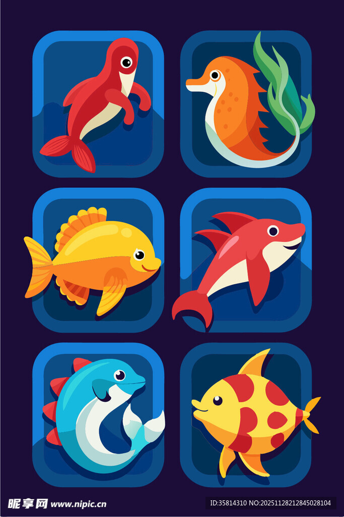 海洋动物图标集合