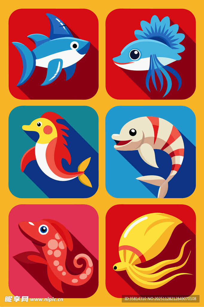 海洋动物图标集合