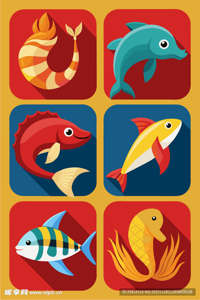 海洋动物图标集合