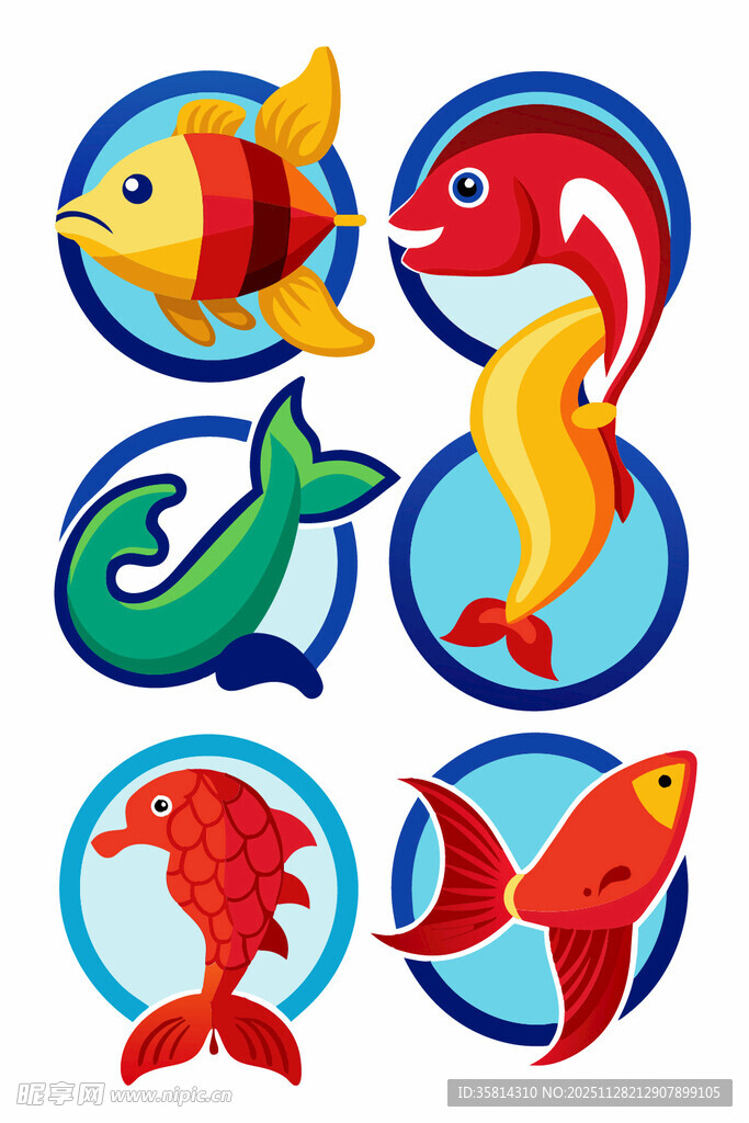 可爱海洋生物图标集合