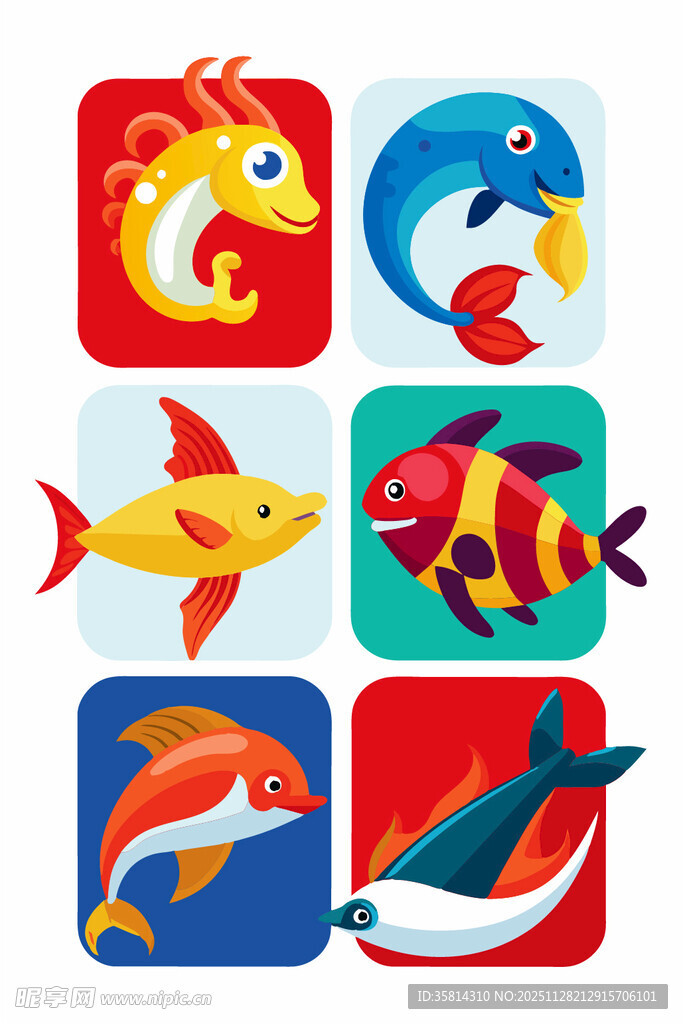 海洋动物图标集合