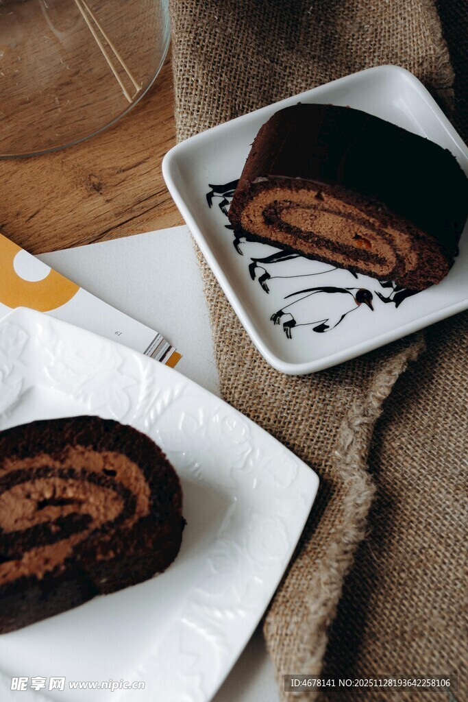 美味巧克力蛋糕卷