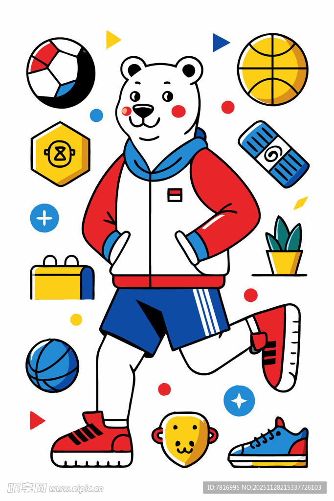 奔跑的运动小熊与周边