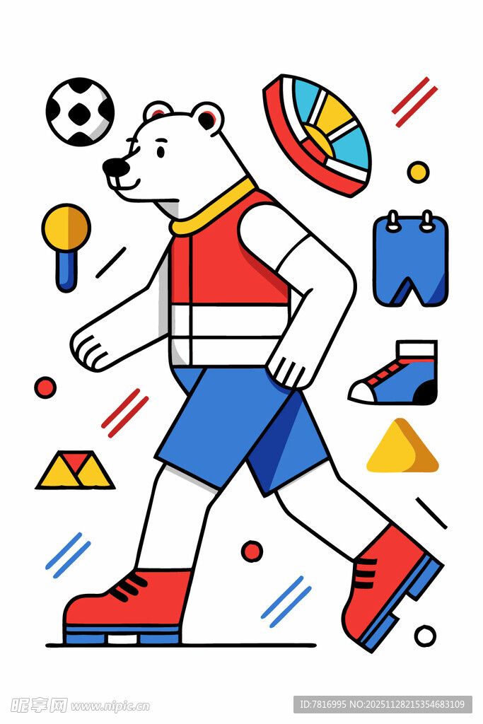 北极熊的运动装备集合