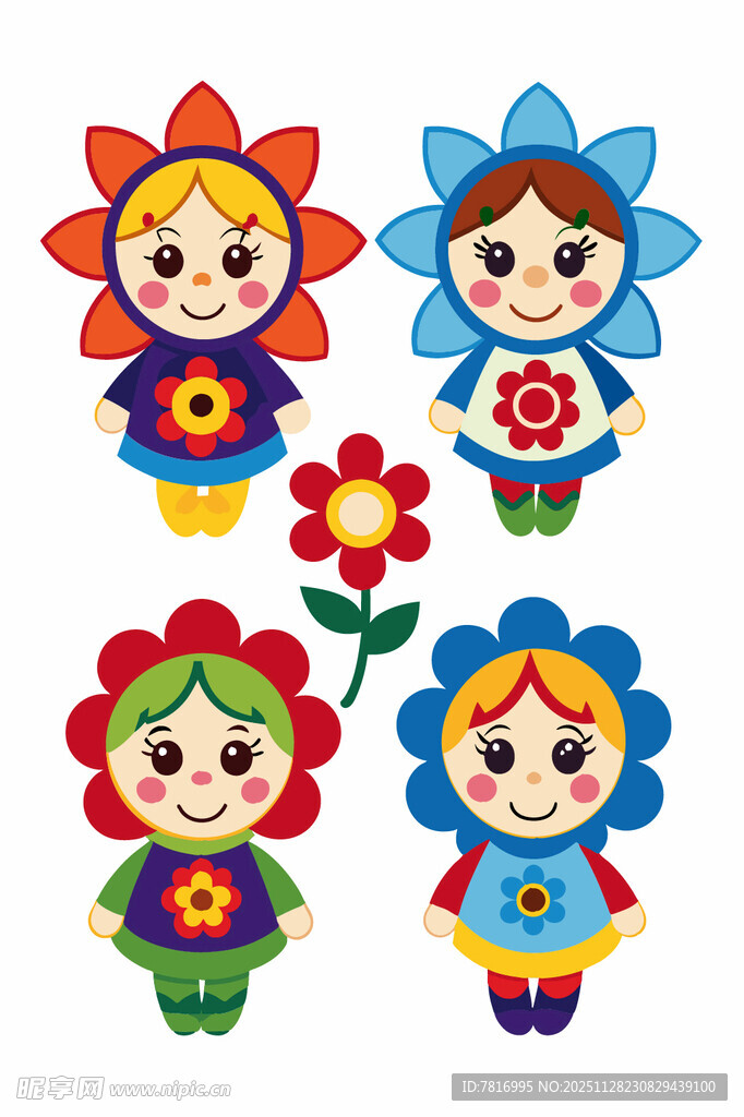 可爱花朵造型卡通人物