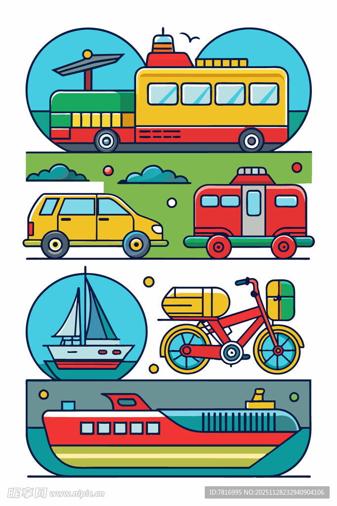 多样交通工具插画集合