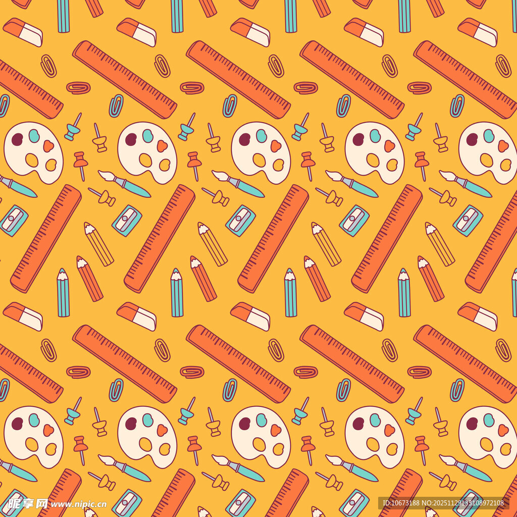 多彩绘画工具图案背景