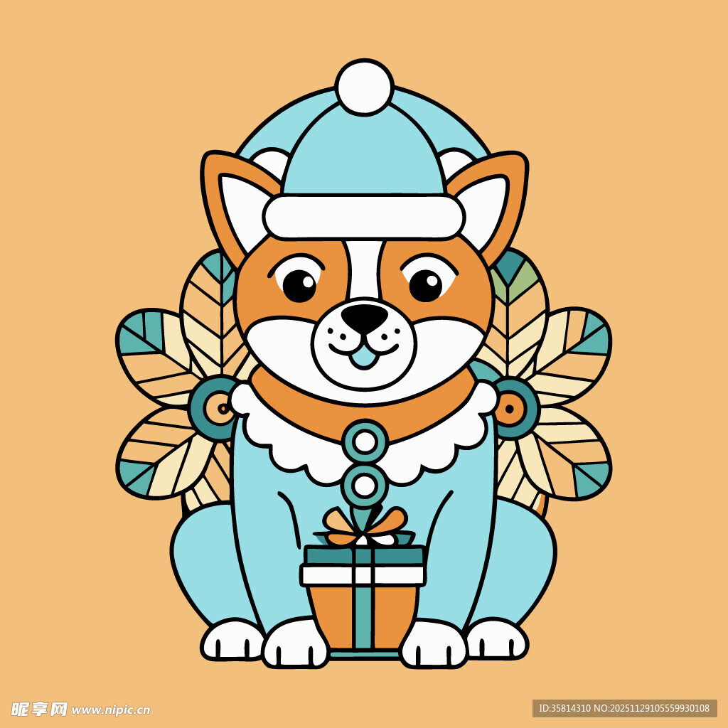 圣诞柯基犬与礼物