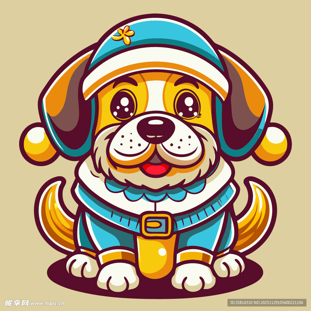 可爱圣诞装扮小狗形象