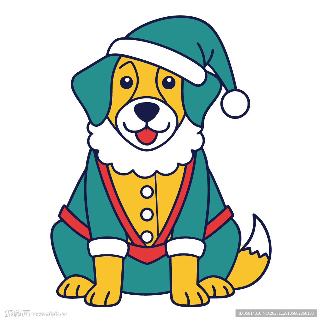 穿圣诞装的可爱小狗