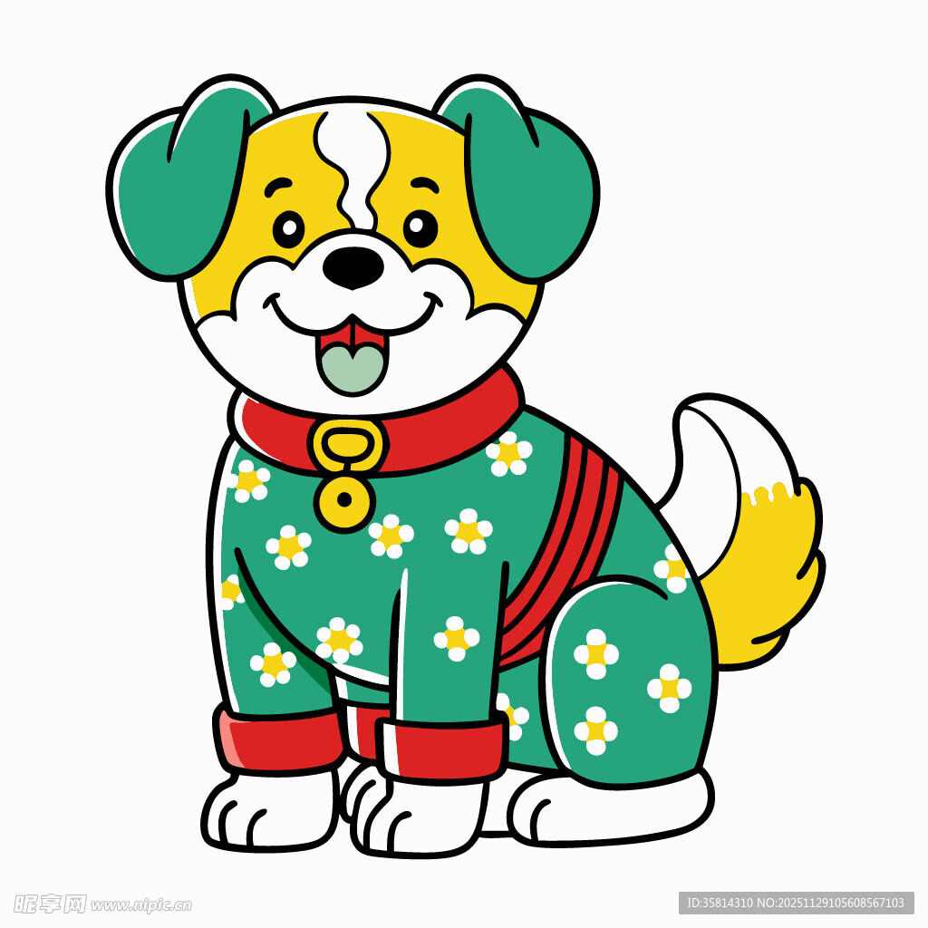 穿着花衣服的可爱小狗