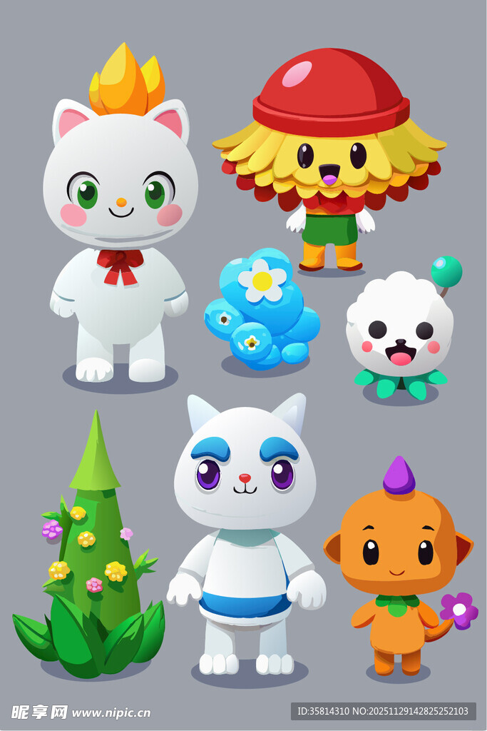 可爱卡通动物角色集合