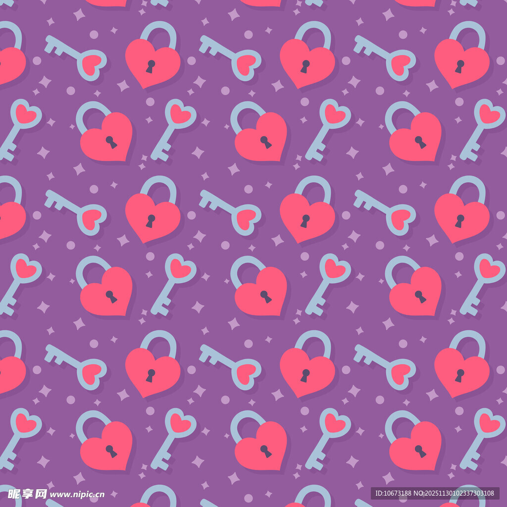 心形挂锁紫色无缝图案