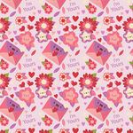 浪漫爱心花朵信封图案