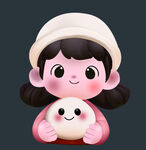 抱熊猫玩偶的可爱小女孩