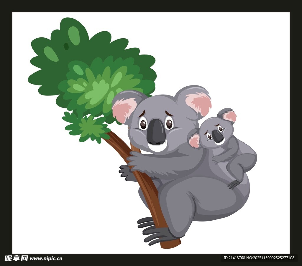 考拉母子树上温馨画面