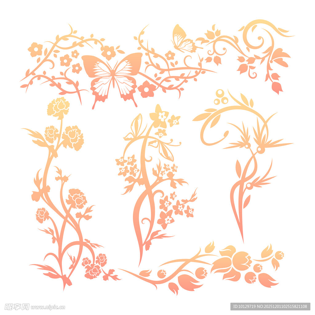 花卉藤蔓装饰图案 